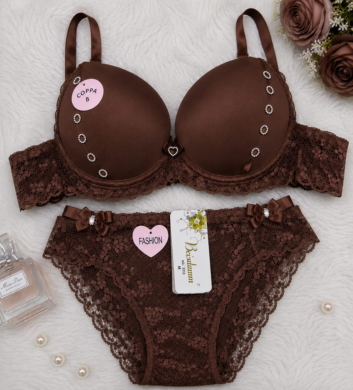 Pack of 3 Elegant Lace Push-Up Bra & Panty Set – Premium Comfort & Stylish Design