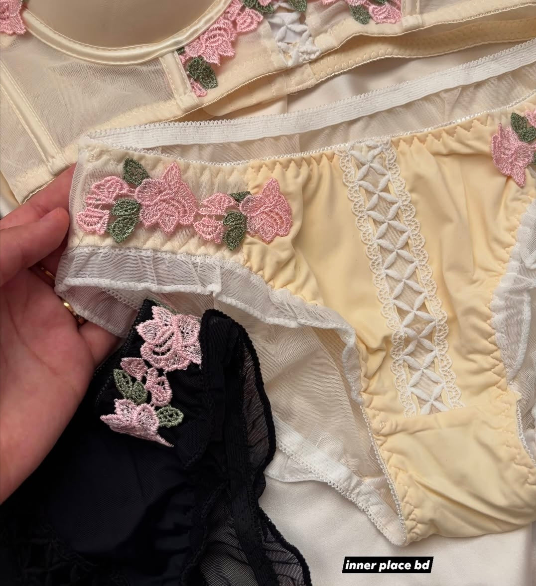 Pack of 3 Rosé Belle™ Floral Lace Lingerie Set