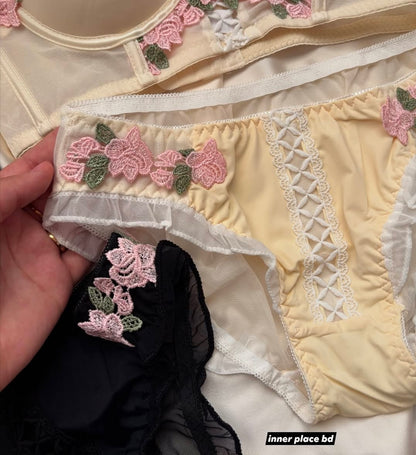 Pack of 3 Rosé Belle™ Floral Lace Lingerie Set