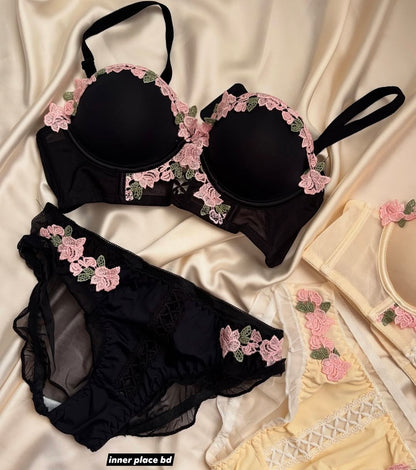 Pack of 3 Rosé Belle™ Floral Lace Lingerie Set
